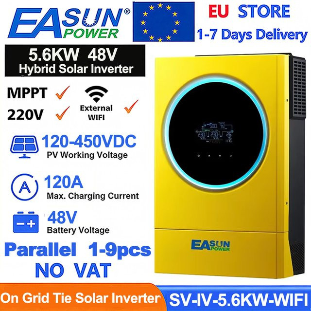EASUN POWER 5,6KW Hybrid-Solarwechselrichter 48V 230VAC mit 120A MPPT-Solarladegerät und WLAN-Funktion - Bild 1