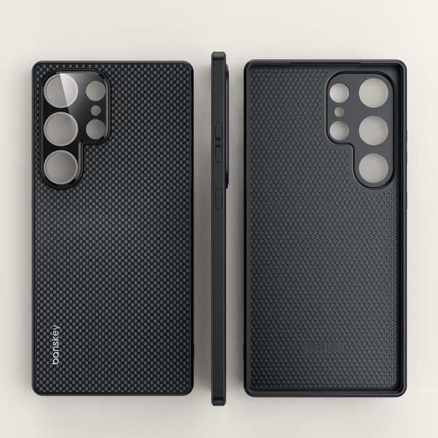 Stoßfeste Handyhülle in Kevlar-Kohlefaser-Textur für Samsung Galaxy S26 S25 S24 S23 Ultra Plus, Matt Schwarz - Bild 1