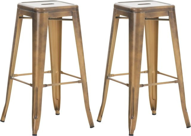 2er Set Barhocker DELUKE DOLAN in Gold aus Metall, moderne Tresenhocker, B/T/H: 43 x 43 x 76 cm - Bild 1