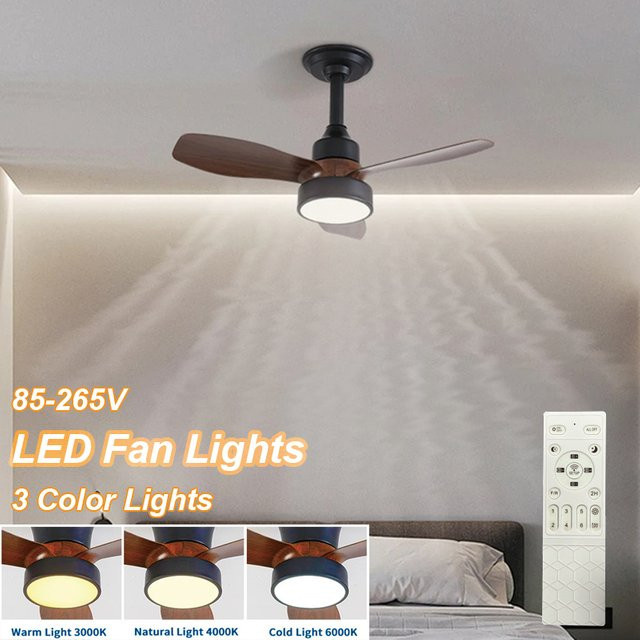 LINYILIGHT Deckenventilator mit LED-Licht und Fernbedienung, 32 Zoll, Weiß, 3 Geschwindigkeiten und Reversierfunktion für das Wohnzimmer - Bild 1