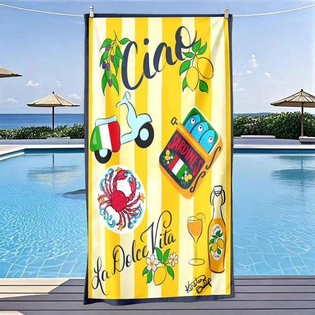 JMG Household Supplies Gestreiftes Strandtuch La Dolce Vita im Vintage-Stil, Mehrfarbig, B/H: 35 x 75 cm - Bild 1