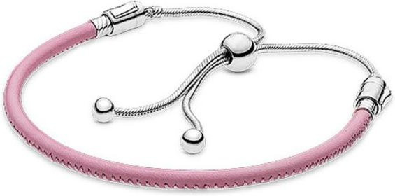 YIRAN Jewelry Armband, 925 Sterling Silber, Rosa Lederseil, Damen, 20cm - Bild 1