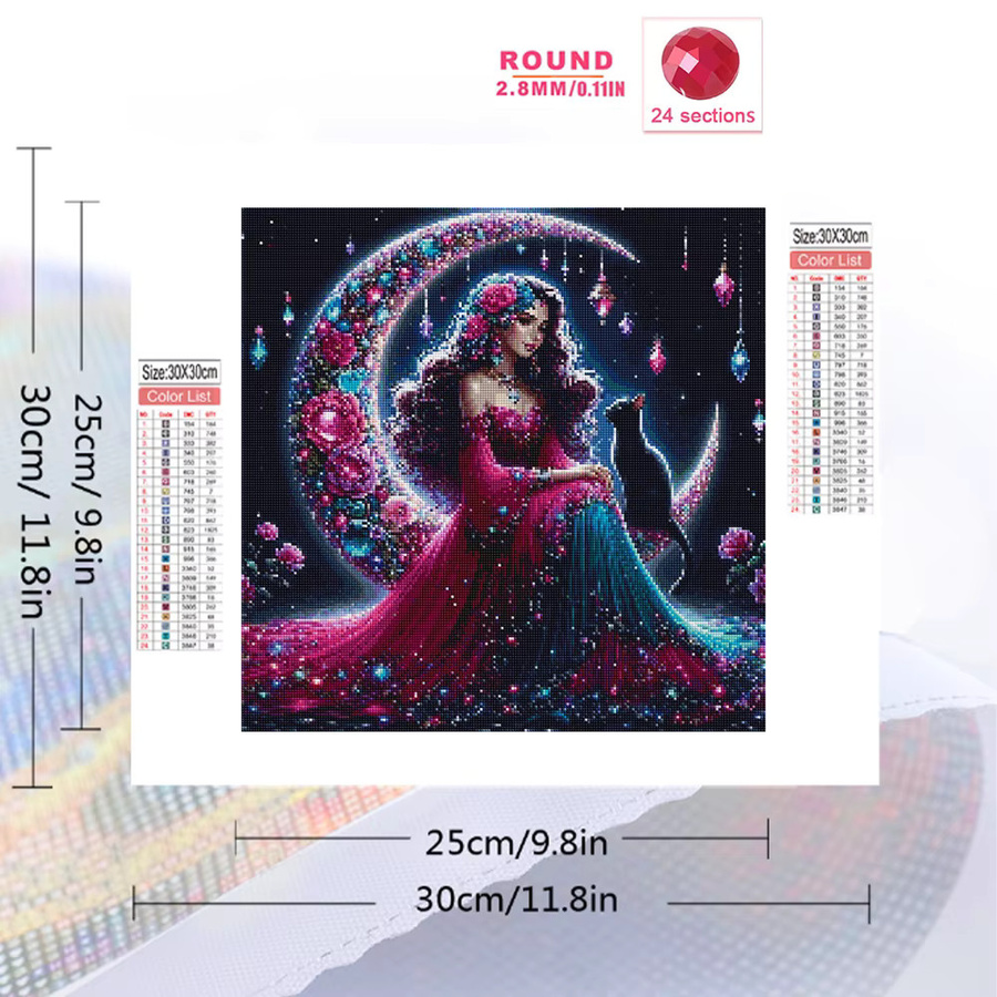 EverShine Diamantmalerei Porträt Frau mit Mond und Katzen als Mosaik-Stickerei in Multicolour - Bild 2