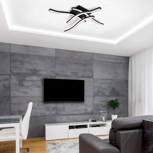 Näve LED Deckenleuchte Onda in Schwarz mit Wellenform, B/T/H: 45 x 45 x 6,5 cm - Bild 3