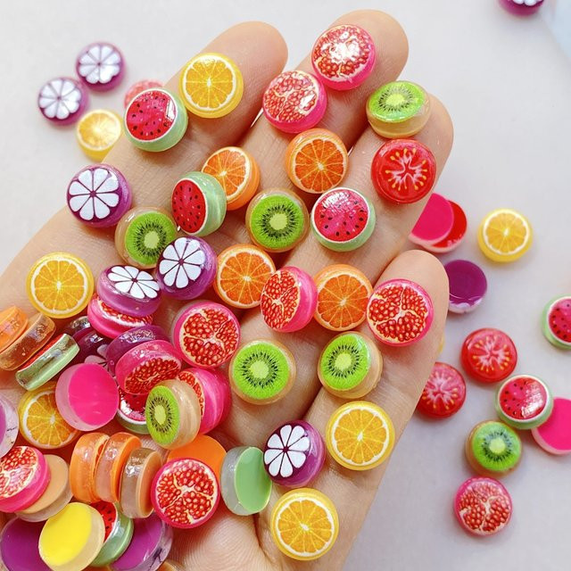 50 Stück Charms Wassermelone, Orange, Fruchtscheiben, Harz, Nail Art - Bild 1