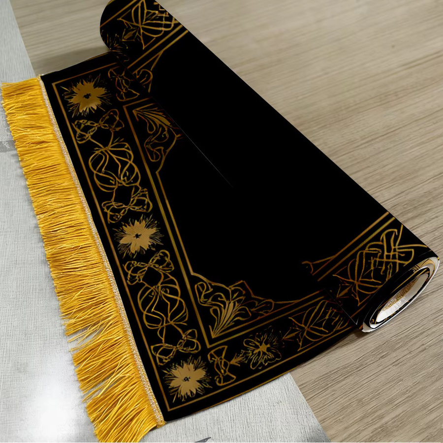VIKAMA Gebetsteppich mit Kuppel-Design in Schwarz-Gold, tragbare orientalische Salah-Matte für Erwachsene - Bild 4