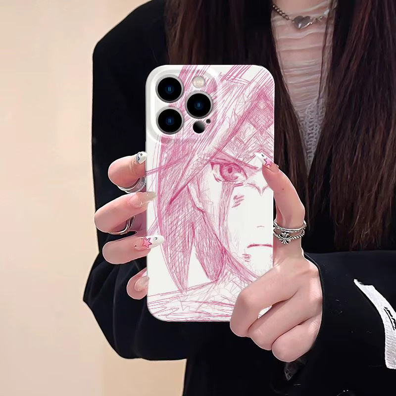 Stoßfeste Naruto Handyhülle mit Sasuke und Sakura Motiv für iPhone 11 bis iPhone 17 Pro Max Plus in Weiß - Bild 2