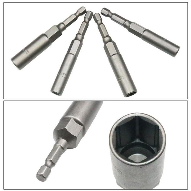 Kkmoon 15-teiliges Power Mutter Fahrer Bohrer Set aus Chrom Vanadium Stahl in Silber, Hex Bit Buchse Set 5,5-19mm - Bild 2