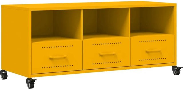 vidaXL TV-Schrank aus Metall in Gelb im Industrial-Design, B/T/H: 100,5 x 39 x 43,5 cm - Bild 1