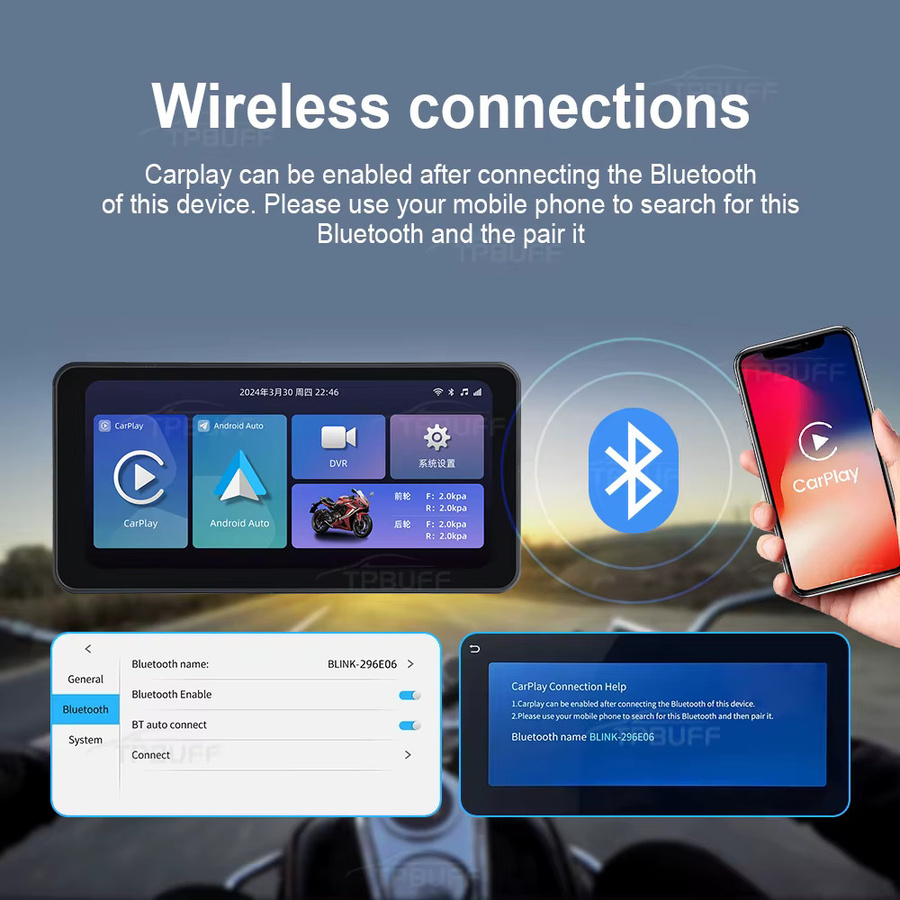 Peocke L300 Motorrad Navigation mit 6,3 Zoll IPS Touch Display, Android Auto und Apple CarPlay, IPX7 wasserdicht und staubdicht, Schwarz - Bild 3