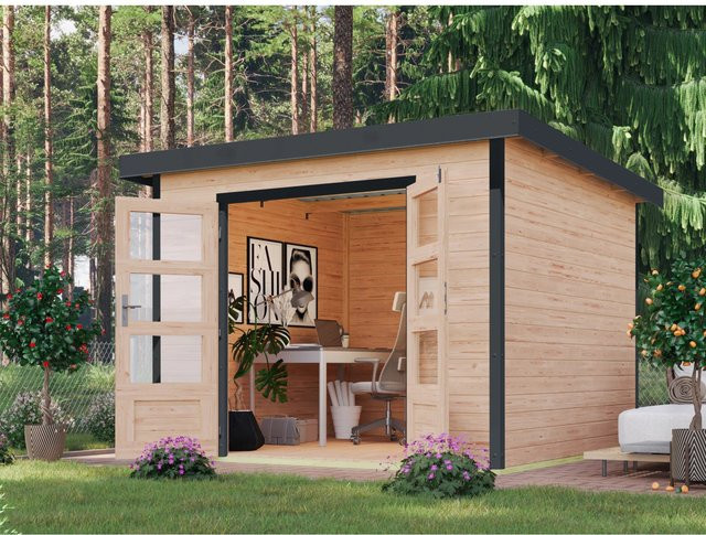 Karibu Gartenhaus Domingo A in Anthrazit mit Trapezblechdach und 7 m² Grundfläche - Bild 1