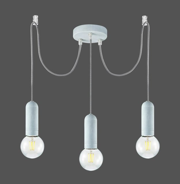 Just Light. Pendelleuchte Turn 3-flammig in Betonoptik Grau mit E27 Fassung - Bild 1