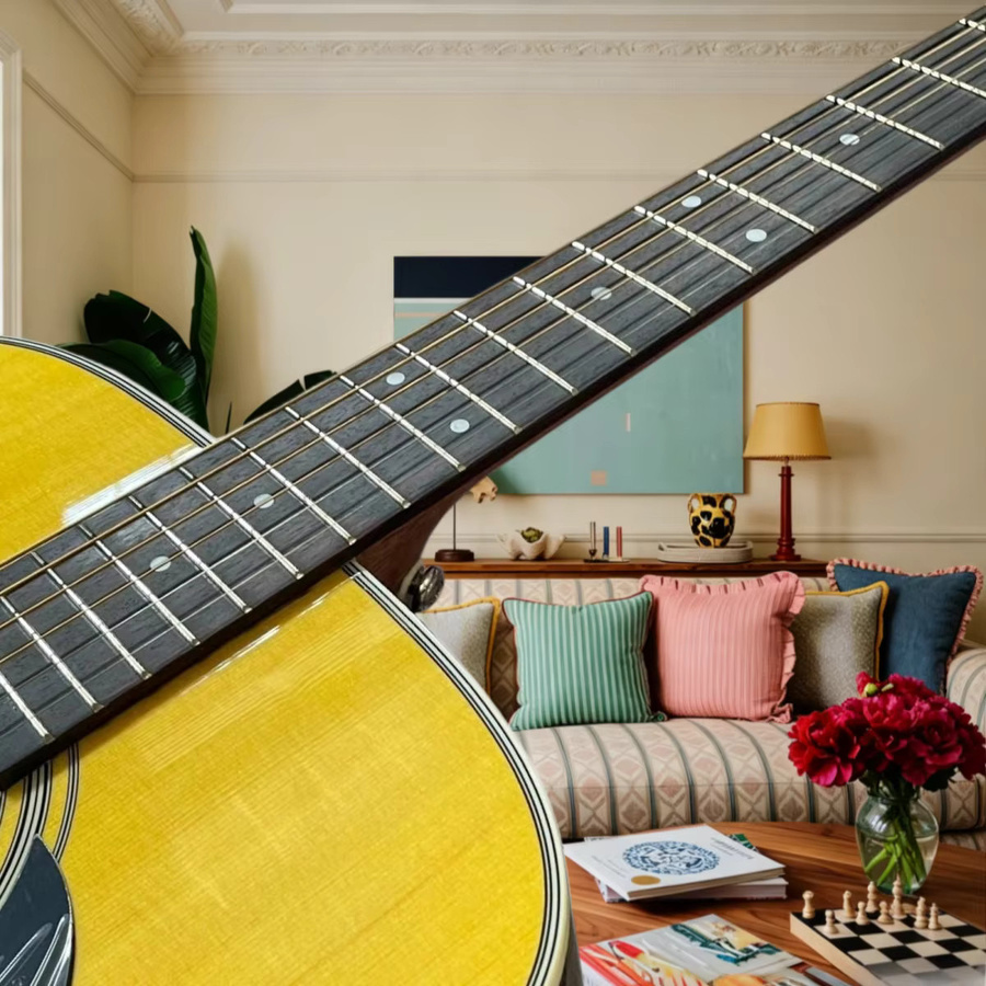 OUCEY Folk-Gitarre Gelbe Serie mit massiver Decke und Palisanderhals - Bild 2