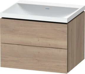 Duravit L-Cube Badmöbel-Set in Weiß mit Ei-Marmor-Optik, Wandmontage, 2 Schubladen, B/T/H: 60 x 48 x 48 cm - Bild 1