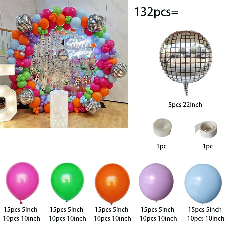 BALONAQ 132 Stück Folienballons Silber Metallic Chrom Retro Disco Party Dekoration - Bild 2