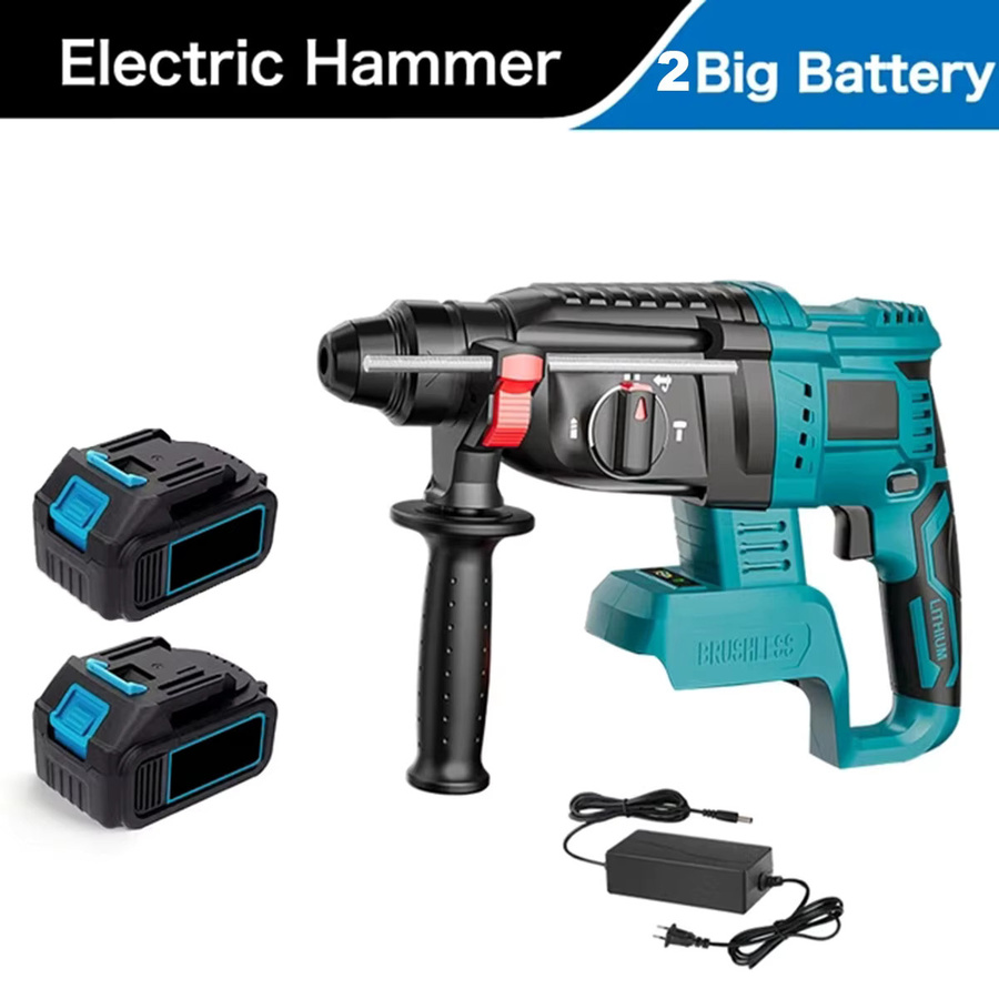 TKKEACE Kabelloser 4-in-1 Bohrhammer mit Akku und Ladegerät in Blau für Beton, Holz und Metall - Bild 8