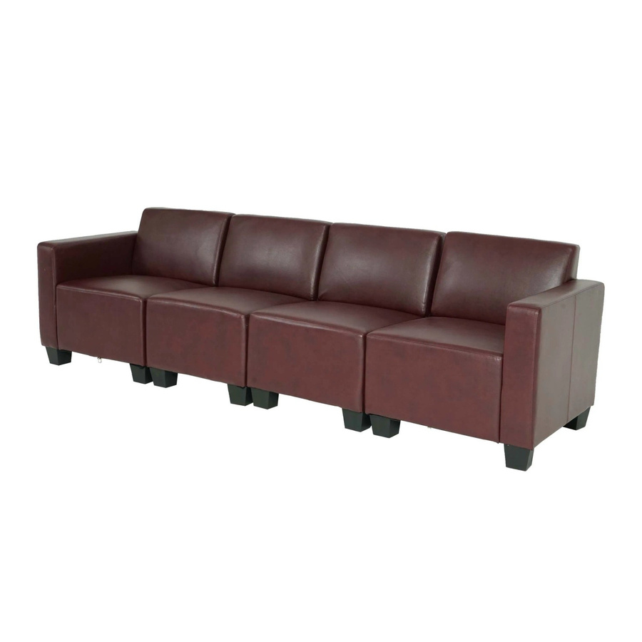 MCW Moncalieri Modular 4-Sitzer Sofa in Rot-Braun aus Kunstleder mit Massivholzrahmen - Bild 3