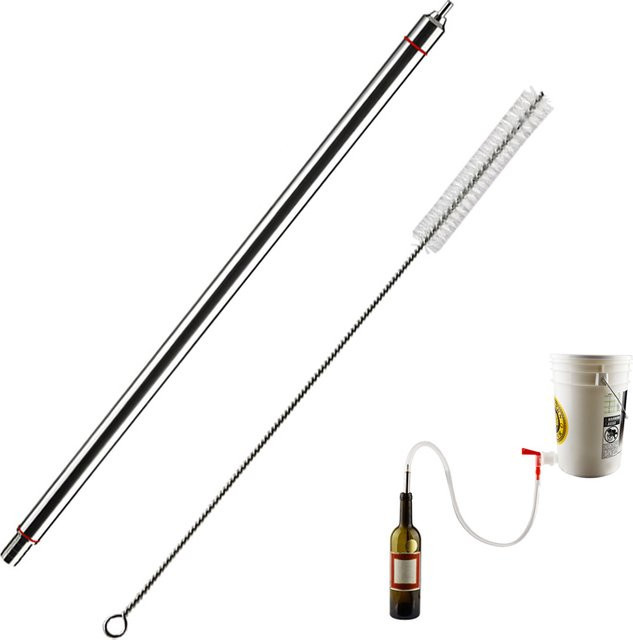 Imaictuu Federbelasteter Bierflaschenfüller aus Edelstahl mit Nylon-Reinigungsbürste, Silber - Bild 1