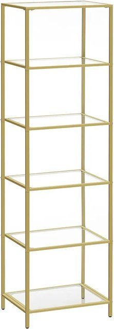 Vasagle Glasregal mit 6 Ablagen in Gold und Transparent, B/T/H: 30 x 40 x 177,3 cm - Bild 1