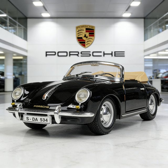 Bburago Porsche 356B Cabriolet 1961, Automodell, 1:24, Schwarz - Bild 1
