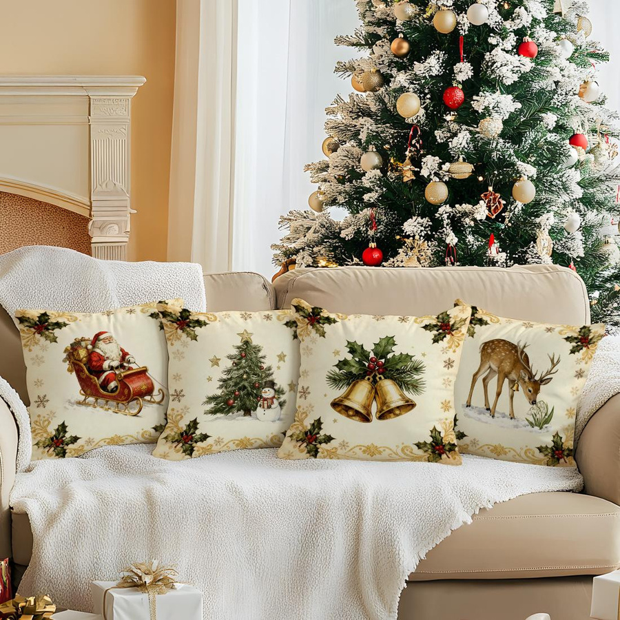 Retro Weihnachtsmann Kissenbezug aus Polyester für Sofa und Auto B/B: 18 x 18 cm - Bild 4