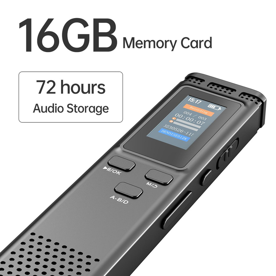 Honor Electronics Digitaler Sprachrekorder mit 16 GB Speicher, sprachaktivierter Audioaufnahme und Rauschunterdrückung, Schwarz - Bild 2