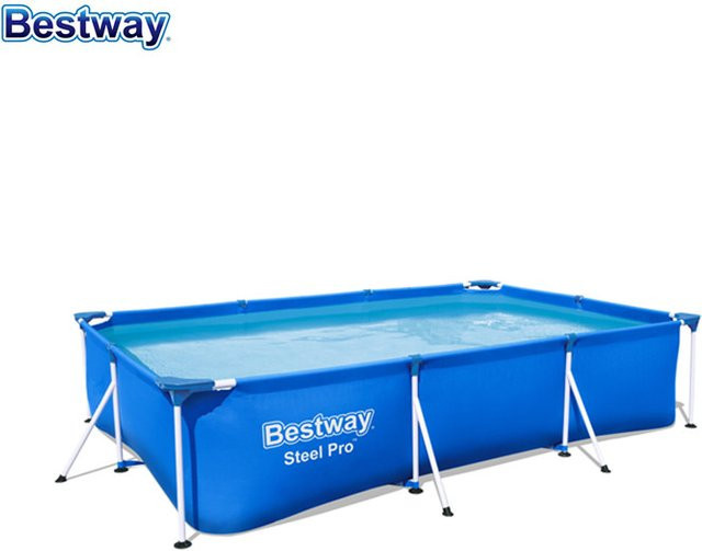 Bestway Rechteckiger Outdoor Frame Pool aus Kunststoff in Blau - Bild 1