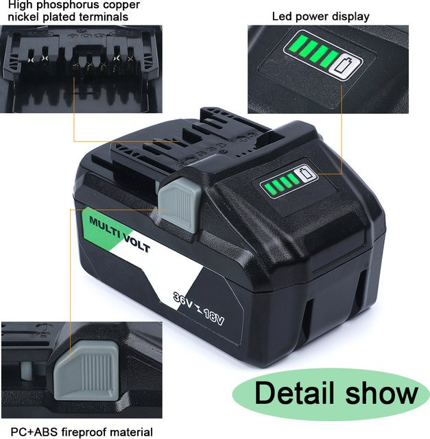 Wiederaufladbarer Ersatzakku für Hitachi und Hikoki MultiVolt BSL36A18 BSL36B18 mit 36V 6000mAh oder 18V 3000mAh - Bild 1