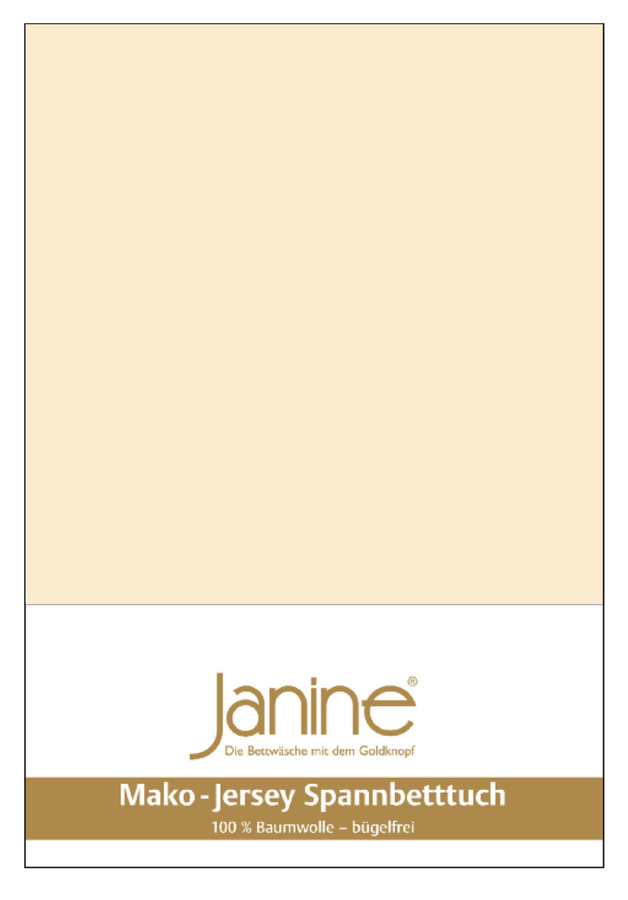 Janine Mako Jersey Spannbetttuch Bettlaken aus Baumwolle, Farbe: Beige, B/T: 90 x 190 cm - Bild 1