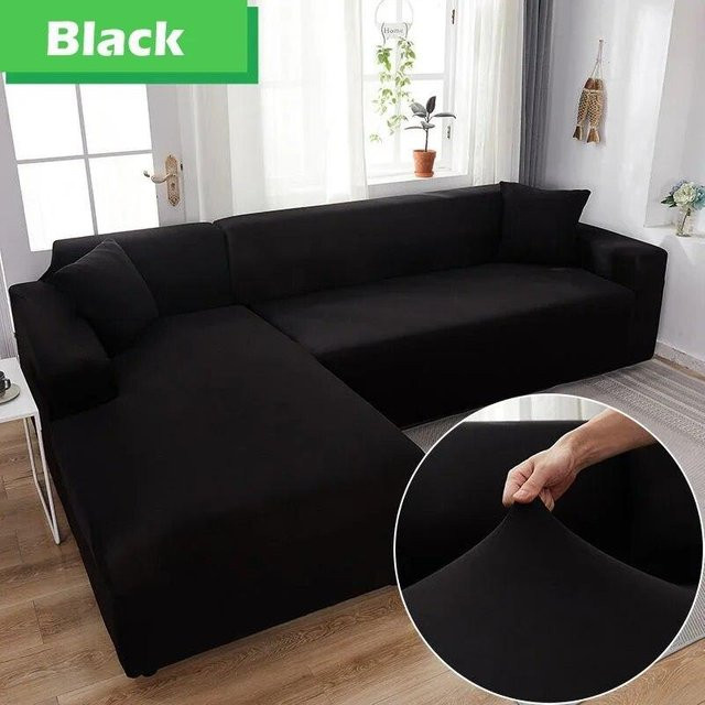 Elastischer Sofabezug von Your Warm Home für 2-Sitzer Ecksofas und Chaiselongues, Schwarz, Breite: 145-185 cm - Bild 1