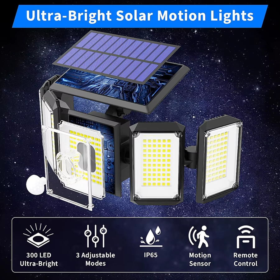 Nexillumi Solar-LED-Außenleuchte mit Bewegungssensor und Fernbedienung, IP65 wasserdicht, Weiß, 2er-Set - Bild 2