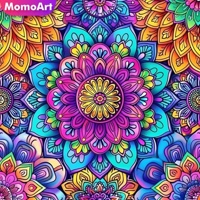 Momoart Diamantmalerei Mandala Blume DIY Wandkunst Abstrakt Multicolour - Bild 1