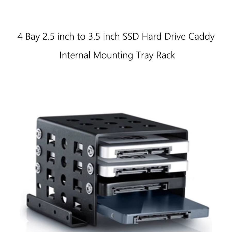 ALLOYSEED 4-Bay SSD-auf-3,5-Zoll-Festplatten-Caddy-Chassis, interner Montageadapter in Schwarz - Bild 5
