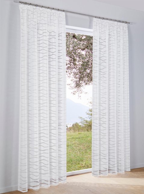 Heine Home Dekostore in Weiß, halbtransparentes Stoffpanel aus Baumwolle und Polyester mit Grafikdesign - Bild 1