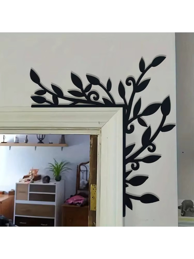 CIFBUY Wandkunst aus Metall in Schwarz als elegante Pflanzentür-Eckwanddekoration für Garten, Wohnzimmer oder Schlafzimmer - Bild 5