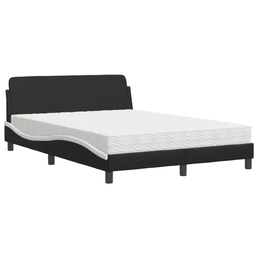 vidaXL Bett Dover mit Matratze in Schwarz-Weiß aus Kunstleder und Kiefernholz B/T/H: 120 x 200 cm - Bild 2