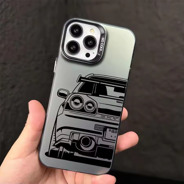 JDM CAR Plane Handyhülle für iPhone 16 15 14 13 12 11 Pro Max XR X SE in Weiß mit Laser Hard PC und TPU Schutzhülle H521P1 - Bild 1