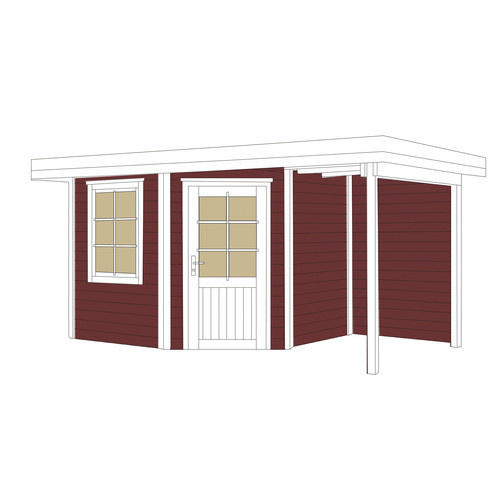 WEKA Holz-Gartenhaus 213 mit Flachdach in Rot, B/H/T: 442 x 237 x 278 cm - Bild 4