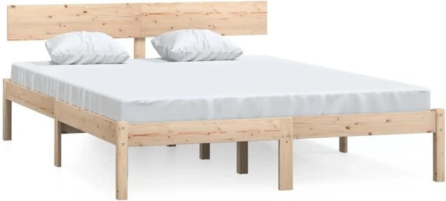 vidaXL Massivholzbett aus Kiefer in Braun, B/T/H: 140 x 200 x 145,5 x 206,5 cm - Bild 1