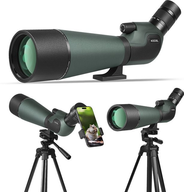 KEDIL Zoom-Spektiv mit Stativ für Vogelbeobachtung und Wildtierbeobachtung, IPX6 wasserdicht, Grau/Grün - Bild 1