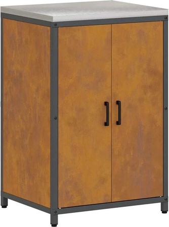vidaXL Küchenaufbewahrung mit Regal im Industrial Design aus Metall und MDF, Farbe: Braun, Schwarz, Orange, B/T/H: 60 x 50 x 92 cm
