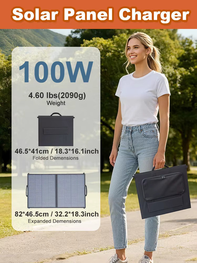 Leaorld 100W Solarpanel-Ladegerät in Schwarz mit Ständern und Klemmen für 12V Batterien und Powerstationen - Bild 7