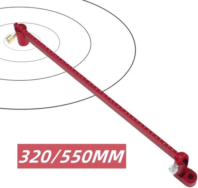Wnew Verstellbares Zeichenkreislineal aus Aluminium in Rot, Kompass-Anreißer und Mittelsucher für die Zimmerei, B/H: 550 x 320 mm - Bild 1
