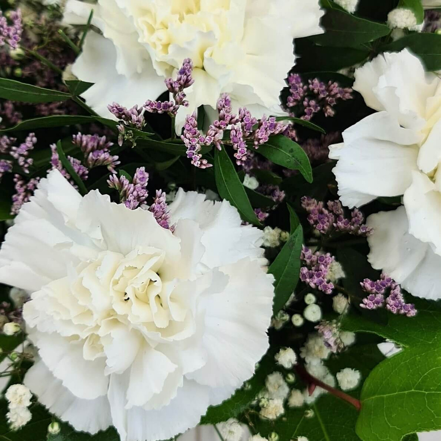 Träumerei Bouquet Nelken Greenery Weiß zum Geburtstag - Bild 3
