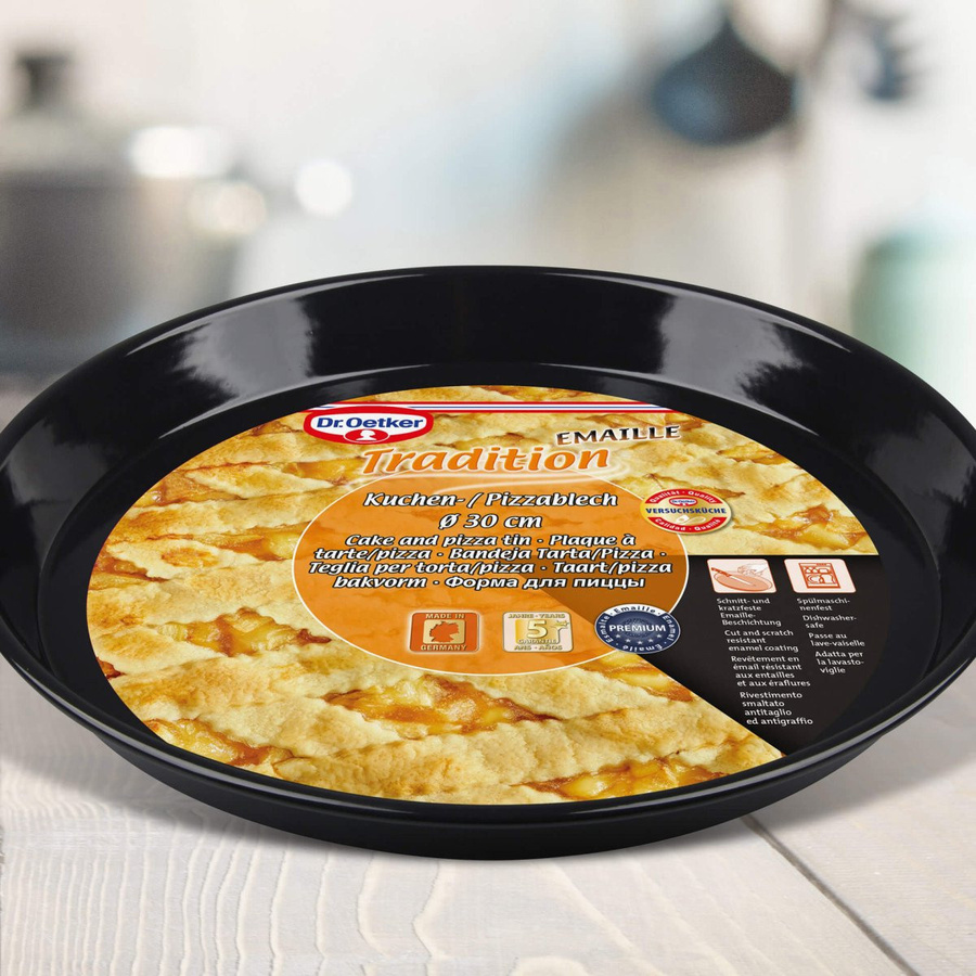 Dr. Oetker Pizzablech Tradition aus Emaille, Schwarz, Durchmesser: 30 cm - Bild 2