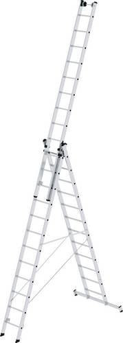 MUNK Günzburger Steigtechnik Aluminium Multifunktionsleiter 3-teilig in Silber mit nivello-Traverse und Rollbarkeit - Bild 1