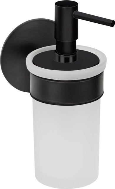 Schöner Wohnen Seifenspender Meleto aus Edelstahl und Glas in Schwarz mit 150 ml Fassungsvermögen zum Kleben oder Bohren - Bild 1