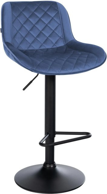 DELUKE Barhocker KUHAR Barstuhl aus Samt in Blau, höhenverstellbar und drehbar mit Lehne, B/T/H: 50 x 52 x 84 cm - Bild 1
