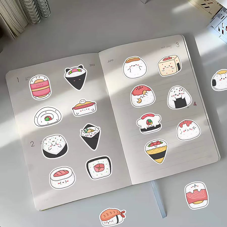 60 Stück Japanische Sushi Aufkleber im Cartoon-Design von BulingBulingStickers Shop, Mehrfarbig - Bild 4
