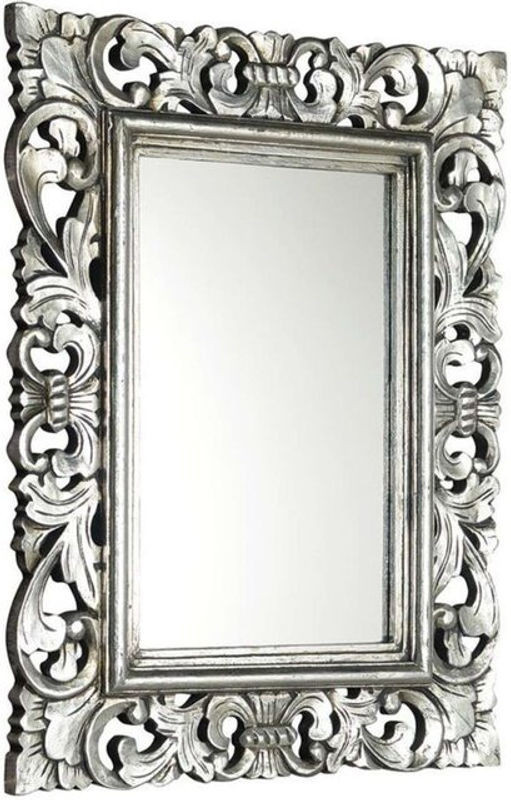 Sapho Wandspiegel aus Holz in Silber, Rechteckig, B: 60 cm, H: 80 cm - Bild 1